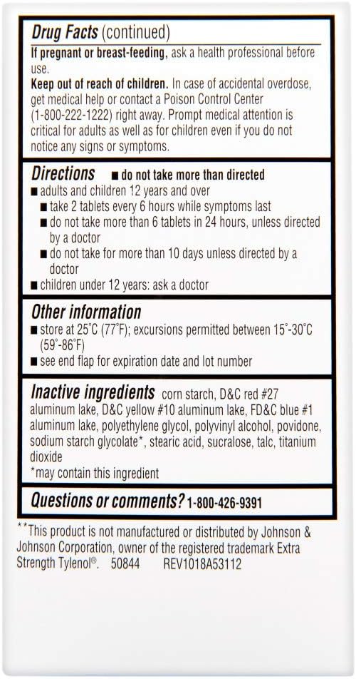 Rite Aid Extra Strength Acetaminophen Easy Tabs Tablets, 500 mg - 100 Count | Pain Reliever & Fever Reducer | Migraine Relief Products | Joint Pain Relief | Muscle Pain Relief | Menstrual Pain Relief: Health & Personal Care