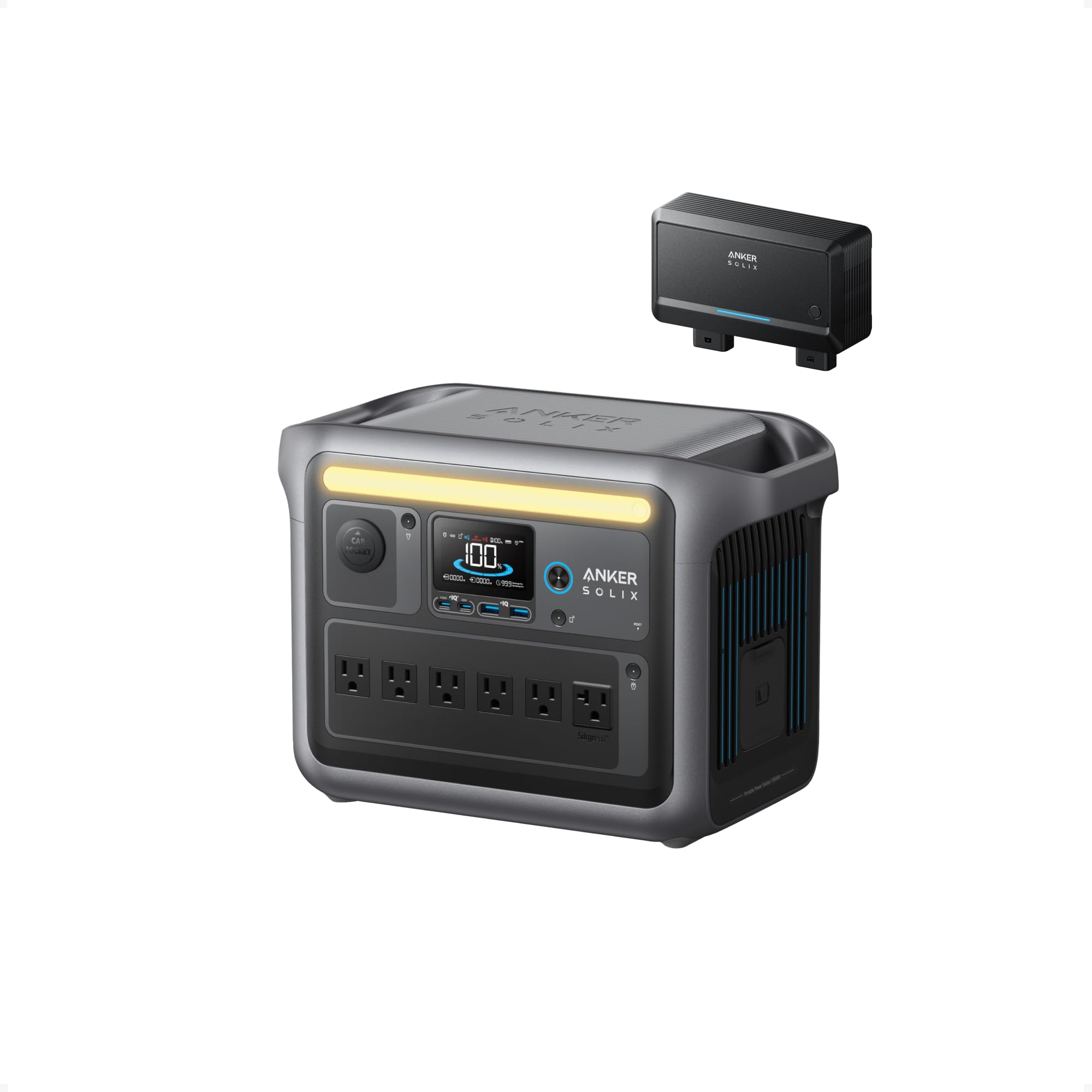 Anker SOLIX C1000 Estación de energía portátil con cargador alternador, generador solar de 1800 W (pico 2400 W), carga completa en 58 minutos, batería LiFePO4 de 1056 Wh para respaldo en el hogar, cortes de energía y campamentos al aire libre