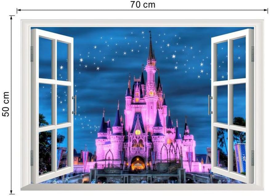 couplebracelets Fantasy Castle in The Princess Dream Cartoon Wall Decal, Removable Vinyl Stickers for Kids Rooms, Baby Nursery, Girls Bedroom Wall Decals Stickers