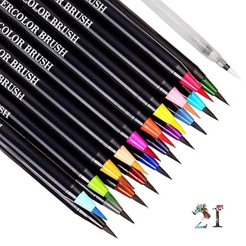 Brush Pen Pinselstifte Set 20 Watercolor Pinsel + 1 Wassertankpinsel Wasserfarben Stifte Aquarell Effekte für Art Marker Filz
