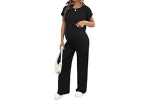 BLENCOT Maternity Clothes Ribbed Short Sleeve Maternity Pajamas Sets Sleepwear Lounge 2 Piece Matching Outfits Set