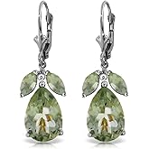 13 Carat 14k Solid White Gold Sanctimonious Green Amethyst Earrings