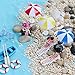 Tinksky Beach Sun Umbrella Miniature Landscape Bonsai Dollhouse Garden DIY Decor (Blue)