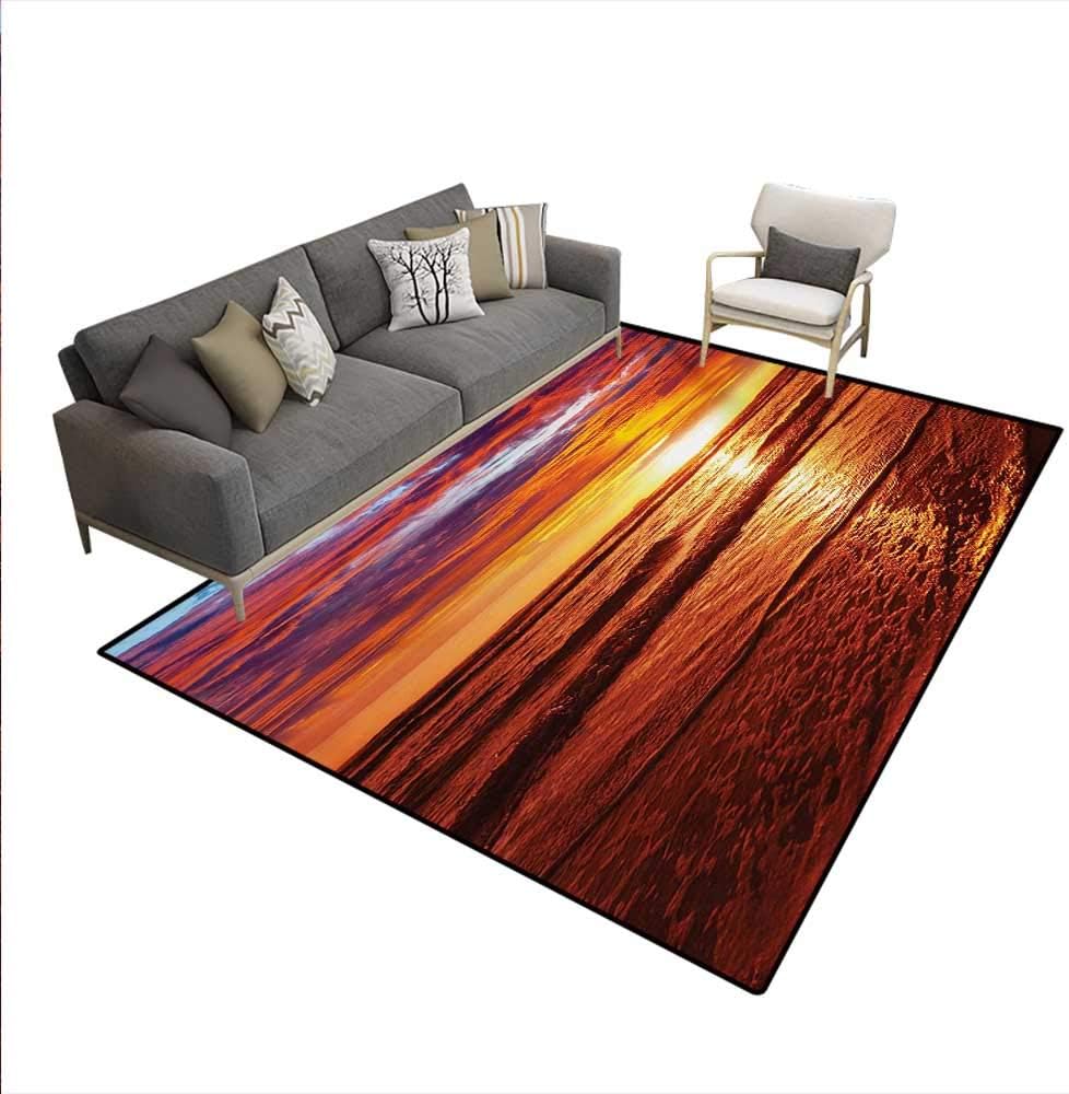 Carpet,Dramatic Picture Sunset Over Beach Sun Rays