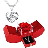 YJYJHOPE Valentine's Day Gift, Save Rose Necklace for Girlfriend, Rose Box, Rose Necklace, Gift for Girlfriend Mom Sister, Forever Rose, Eternal Rose, Gift for Her