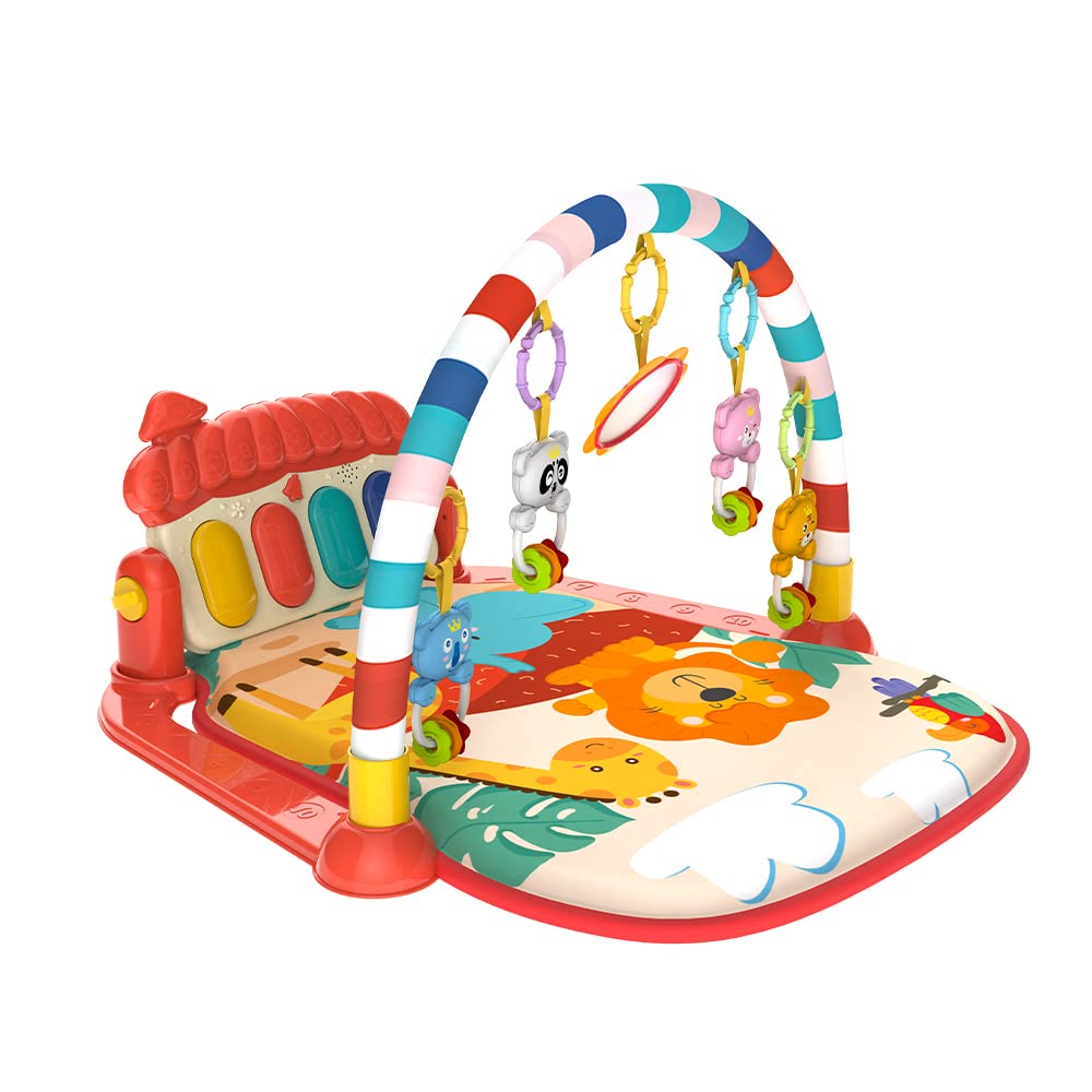 Photo 1 of Lcasio Musical Baby Gyms Play Mats Musical Activity Mat Piano Baby Play Gym Tummy Time Padded Mat for Baby Newborn Toddler Infants (Red)