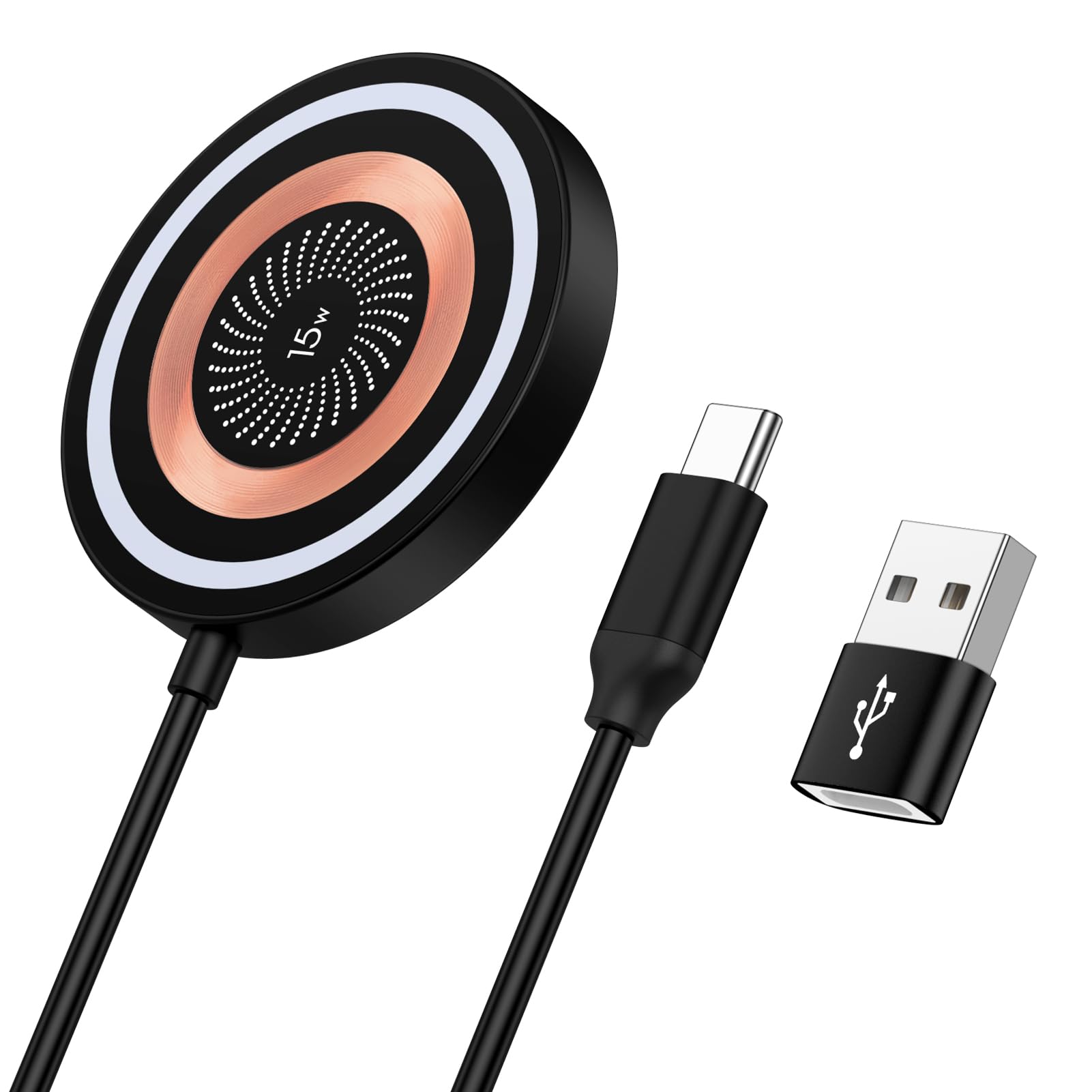 Samsung Galaxy S26 S25 Ultra Wireless Charging Pad for Galaxy S26 S25 S24 S23 S22 S21 S20 Ultra FE Z Fold Flip 7 6,15W Magnetic Wireless Magsafe Charger Station for iPhone 17 16 15 14 Pro Max Plus