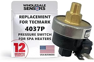 TecMark 4037P, 16A, 1/8" MNPT, SPST Pressure Switch Replacement for Spa Heaters 12 Month Warranty