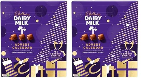 Cadbury Dairy Milk Chunks Advent Calendar, Christmas Chocolates, Suitable for Vegetarians, Sustainable Cocoa, 6 x 258 g (Pack of 12)