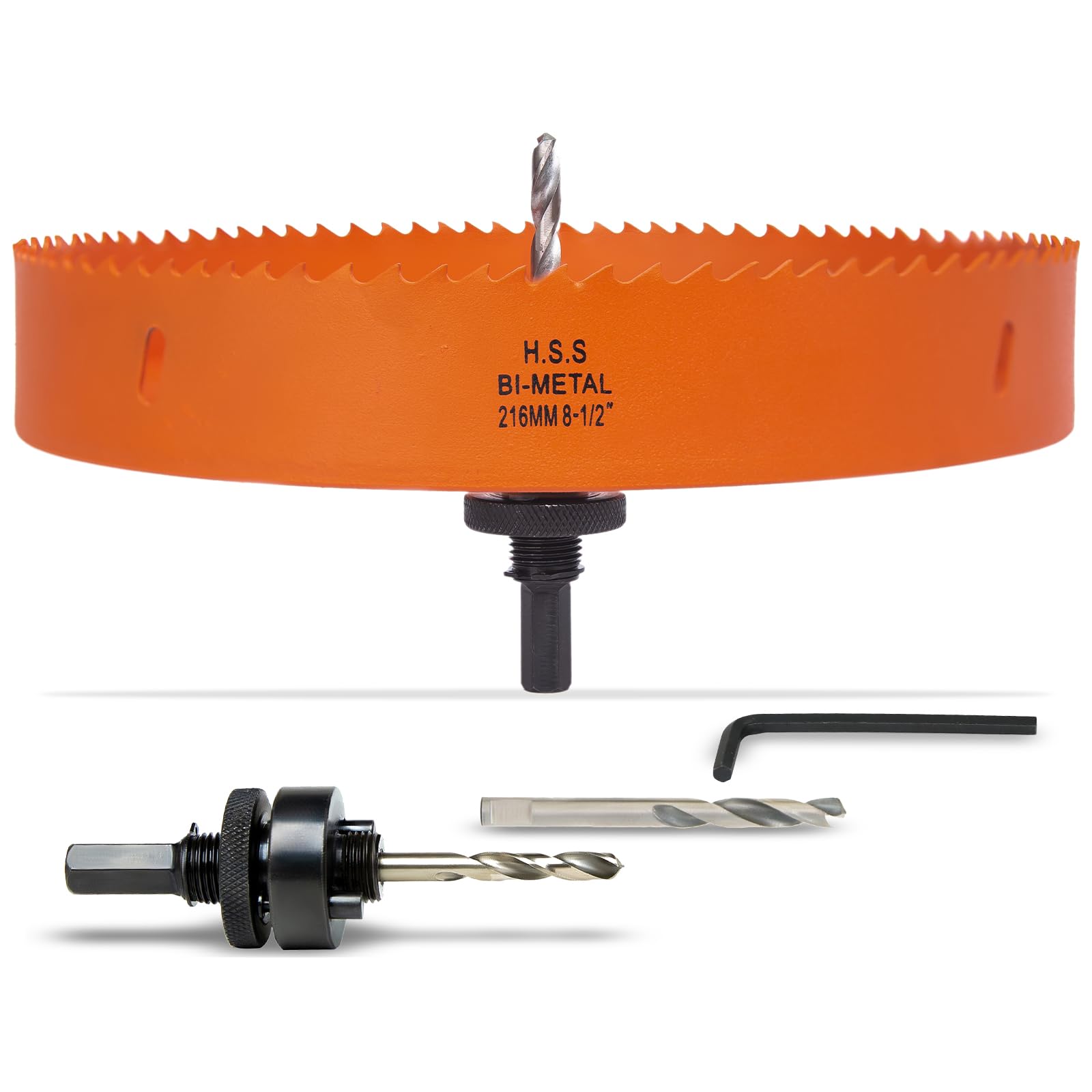 Photo 1 of VIKITON 8-1/2 Inch Hole Saw with Arbor for Metal Wood Plastic, 8.5 in Bi-Metal Hole Cutter for Different Project with Smooth and Flat Drilling Edge, Fast Chip Removal, Lighter and Portable