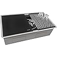 Ruvati 33-inch Workstation Two-Tiered Ledge Undermount Kitchen Sinks 16 Gauge Stainless Steel with Black Composite Accessories - Deep Undermount Sink, Kitchen Sink, Stainless Steel Sinks - RVH8224
