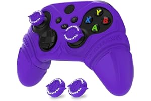 PlayVital Silicone Controller Cover for Xbox Series X/S with Thumbstick Cap & Sticker- Runes Edition Anti-Slip Grip Skin, Shockproof Protector for Xbox Core Wireless Controller(Purple)