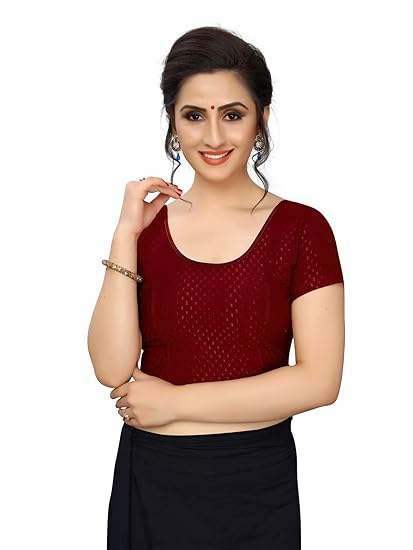 Women's Cotton Lycra Jacquard Knitted Stretchable Blouse