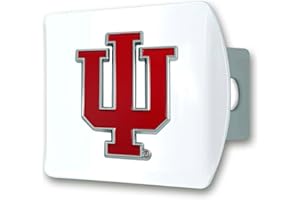 FANMATS 43643 Indiana University Color Hitch Cover - White with Metal Chrome 3D Logo Emblem – Easy Installation on Truck, SUV, Car - Ideal Gift for Die Hard NCAA Fan