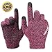 Achiou Winter Knit Gloves Touchscreen Warm Thermal Soft Lining Elastic Cuff Texting Anti-Slip 3 Size Choice for Women Men