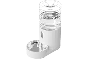 CZPET Dog Water Bowl Dispenser, 4L Stainless Steel Bowl, Automatic Gravity Cat Water Dispenser, Cat Water Bowl, Safe and Unplugged for Pet, White