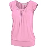 Lock and Love Women's Scoop Neck Short Sleeve Solid/Print/Dip-Dye Sweetheart Top S-3XL Plus Size