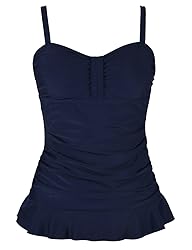 Hilor Women's 50's Retro Ruched Tankini Swimsuit