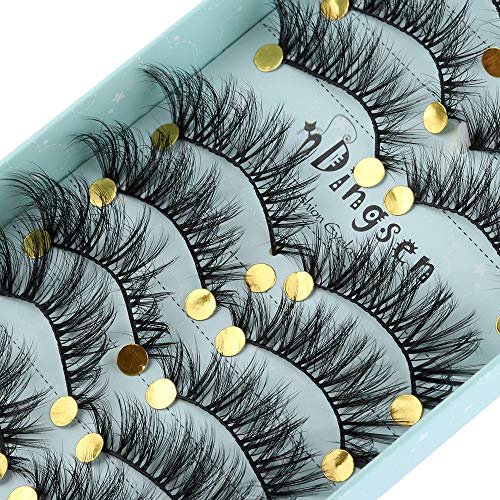 10 Pairs 3D Soft Faxu Mink False Eyelashes Crisscross Wispy Fluffy Lashes Extension Eye Makeup Tools Handmade Eyelashes (A01)