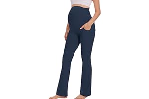 VIMPEP 27"/29"/31" Flare Maternity Yoga Pants Over The Belly Pregnancy Bootcut Strethcy Leggings with Pockets