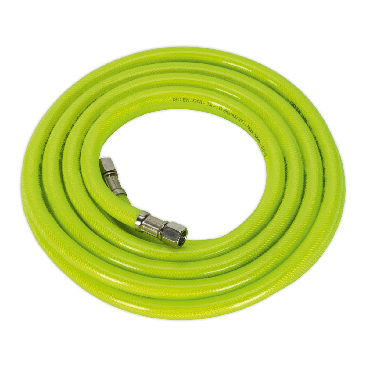 Sealey Ahfc5 Air Hose High Visibility 5Mtr X ?8Mm with 1/4In Bsp Unions