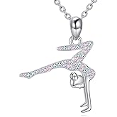 HUKKUN Gymnastics Necklace 925 Sterling Silver Gymnastics Gifts Sport Gymnastic Jewelry Gift for Women Gym Lovers