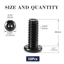 M6 x 20mm 10Pcs Flat Head Hex Socket Cap Screws