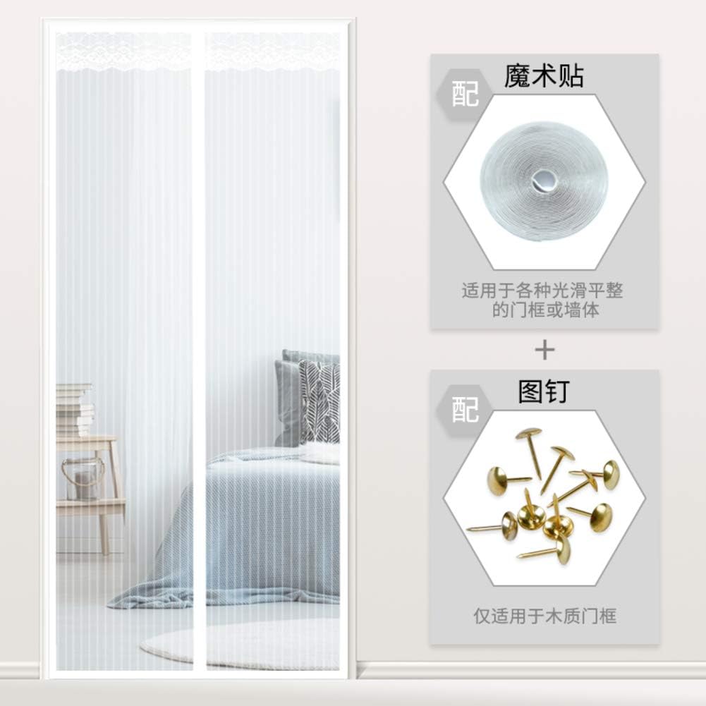 Insect Protection Mesh Door, Heavy Duty Bug Curtain, Magnetic Fly Screen Door, Keep Bugs Out Lets Fresh air in-White 150x240cm(59x94inch)
