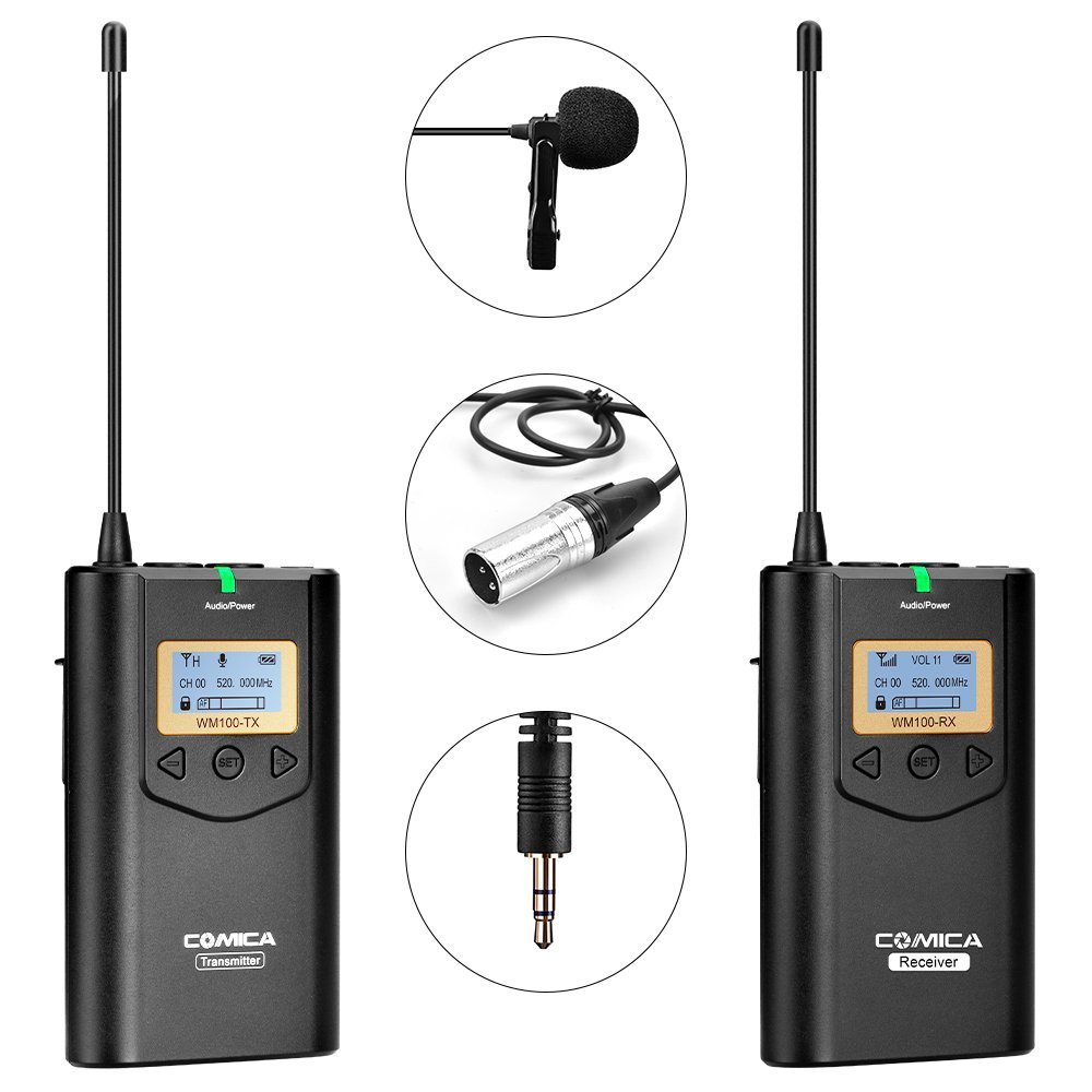 Comica CVM-WM100 UHF 48 Channels Professional Omnidirectional Wireless  Lavalier Microphone System for Canon 5D II/5D III, Canon 6D, Panasonic  GH5/GH4, ...