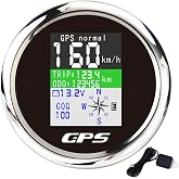KAOLALI GPS Speedometer for Boat Marine Motorcycle 85mm Black Silver | Waterproof, Digital, MPH Knots Km/h Adjustable, Odometer, Speed Gauge for Marine Car Truck Motorcycle 9-32V