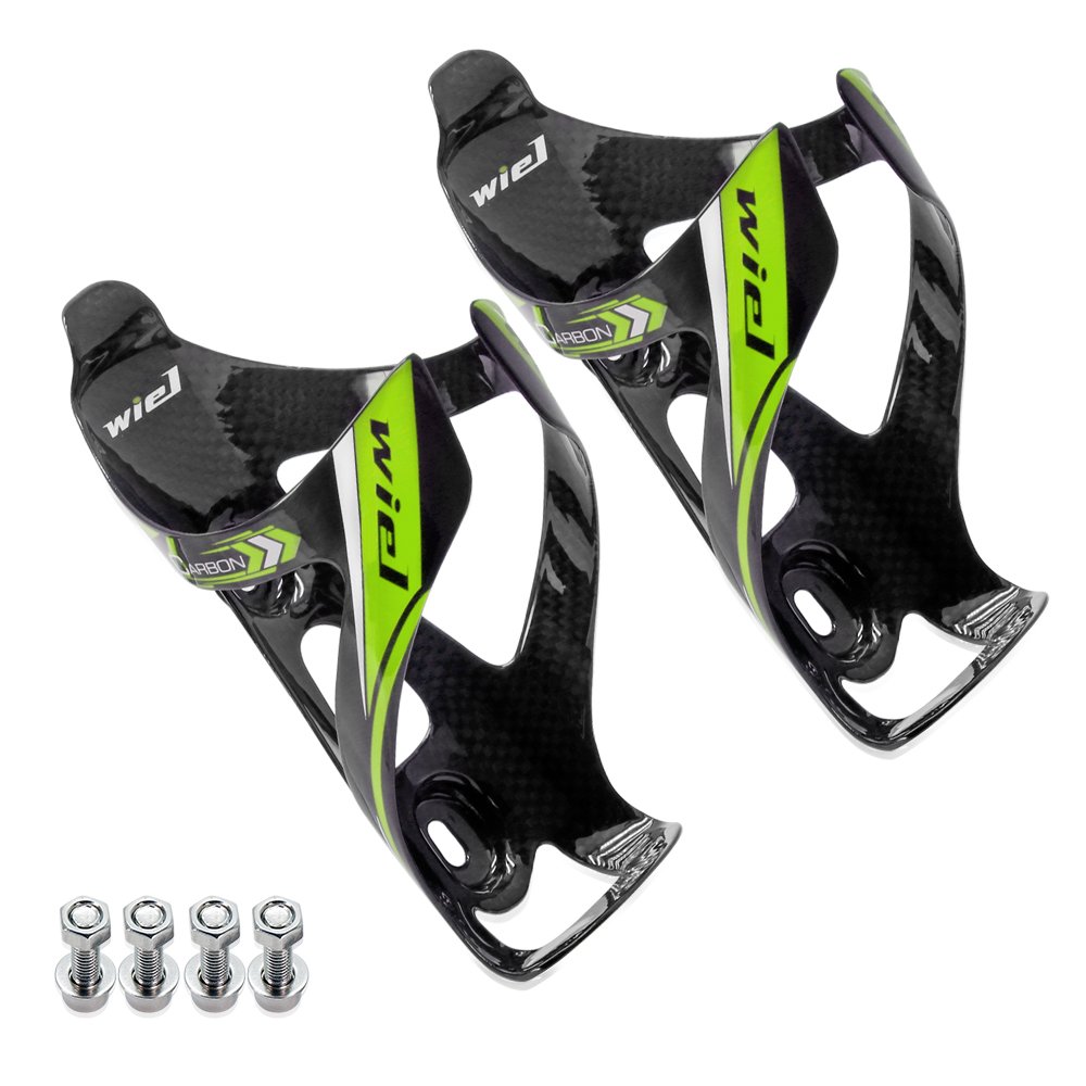 Wiel 2pc Full Carbon Fiber Ultralight Water Drinks Bottle Cage Holder for Cycling Bicycle Bike 26g