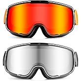 LeKaufen Motorcycle Goggles 2 Pack - Dirt Bike Goggles Motocross Goggles ATV Riding Off-Road Glasses