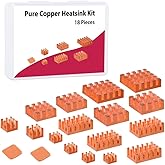 GeeekPi 18PCS Pure Copper Heatsinks for Raspberry Pi 5/4B, CPU Cooler with Thermal Conductive Adhesive Tape