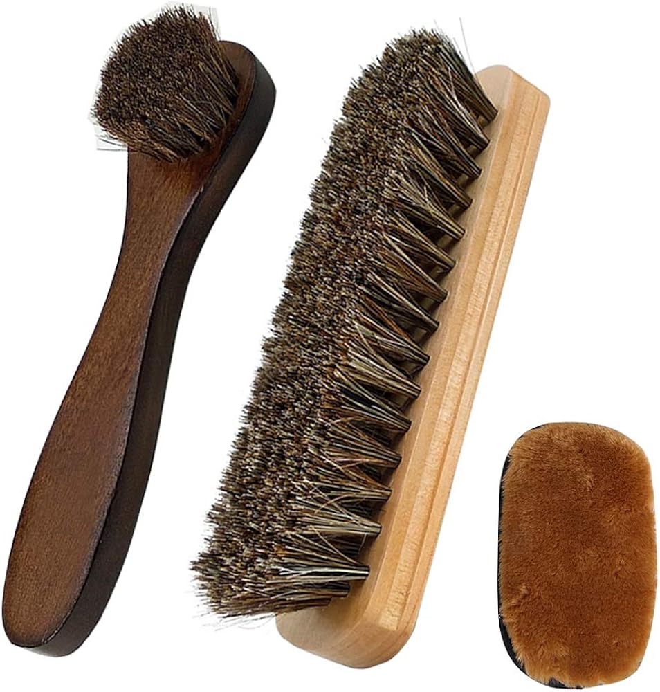 Lamondre Premium Horsehair Brushes, Shoe Brush Set, High Shine
