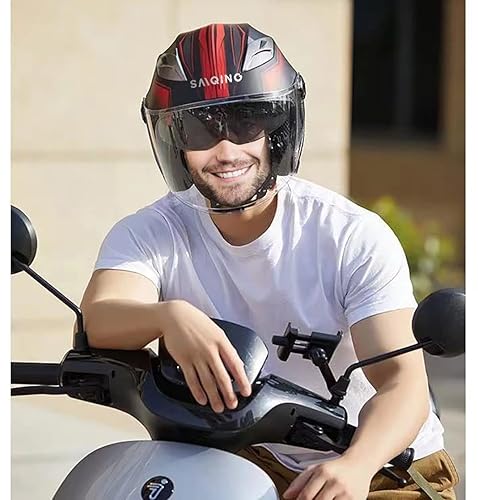 Motorcycle Scooter Helmet,Adult Open-face Motorbike Helmet Double
