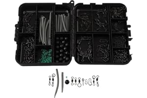 300 Pcs Fishing Tackle Kit, Carp Fishing Terminal Tackle Set with Weights, Hooks, Swivels, Clips and Snaps for Bass Trout Chu