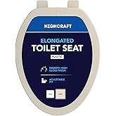 HIGHCRAFT Premium Elongated Toilet Seat with Adjustable Hinges - Molded Plastic Toilet Seat - Fits Standard Elongated Toilets