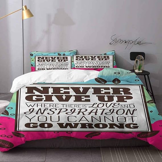 King(104"x90"20"x36"2) Christmas Bedding Quotes,Never Give Up Inspiration Comforter