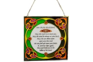 Royal Tara Irish Blessing Square 16 x 16cm Stained Glass Window Hang Suncatcher