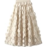 Womens Tulle Skirt 3D 3D Polka Dot Midi Skirts Elastic High Waist Mesh Flowy A-Line Skirt Wedding Party Outfit