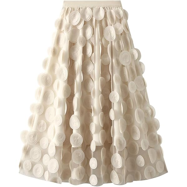 Amazon.com: Women Tulle Midi Skirt High Elastic Waist 3D Polka Dot
