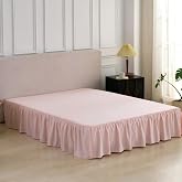 Bed Skirt Queen Size Ruffled Bed Skirt, 12'' Queen Dust Ruffle Bed Skirts | With Split Corners, Dust Ruffle with Platform, Microfiber, Breathable, Soft, Easy Fit, Light Pink