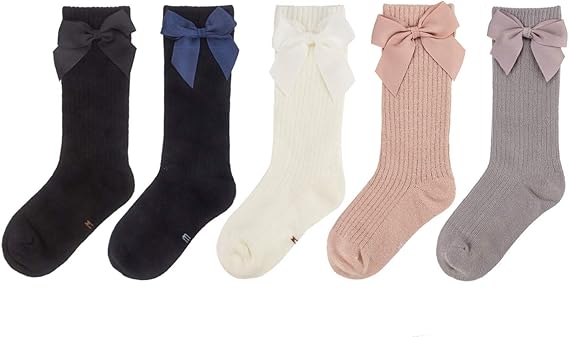 Amazon Co Jp 靴下 ソックス キッズ 女の子 ハイソックス ガールズ ロング 綿 柔らかい リボン 吸汗 通気 服 ファッション小物
