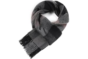 WAMSOFT Wool Winter scarf Plaid scarf Soft Warm Tartan checkered Striped Fashion Scarf Classic for Women Men Scarves