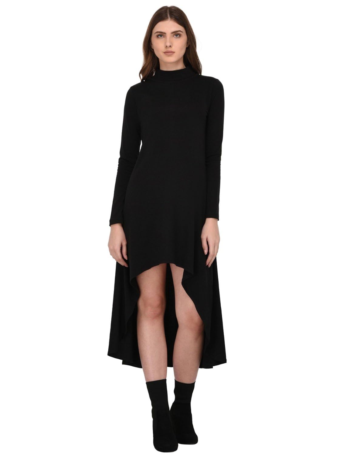 rigo black high low dress for women