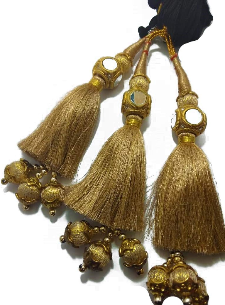 Punjabi Coloured Parandi Tassles Hair Extensions With Mirror And Beads For Women And Girls