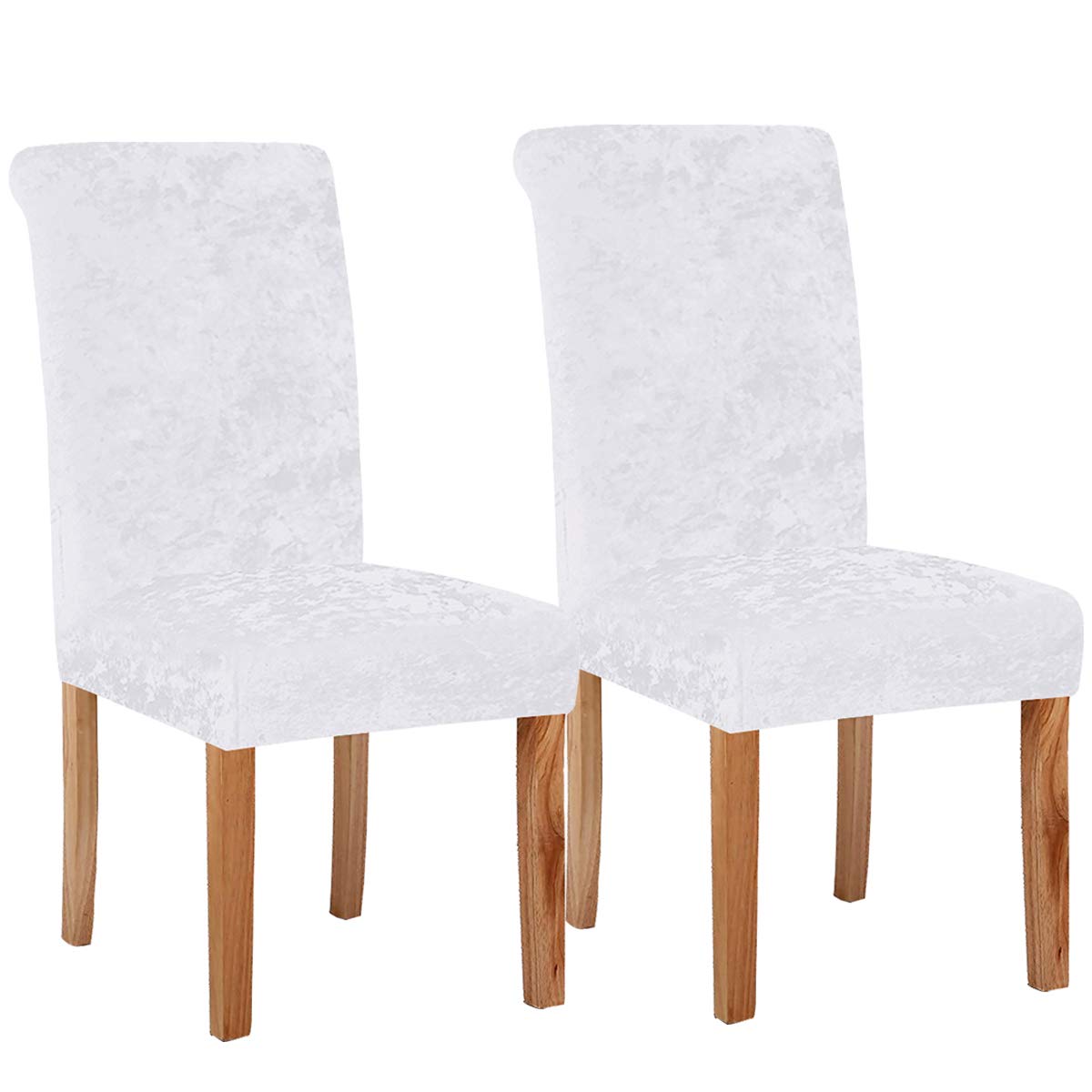KELUINA Velvet Spandex Fabric Stretch Dining Room Chair Slipcovers Home Decor,Chair Covers for Dining Room Restaurant Hotel Ceremony (White,2 Pack(M))