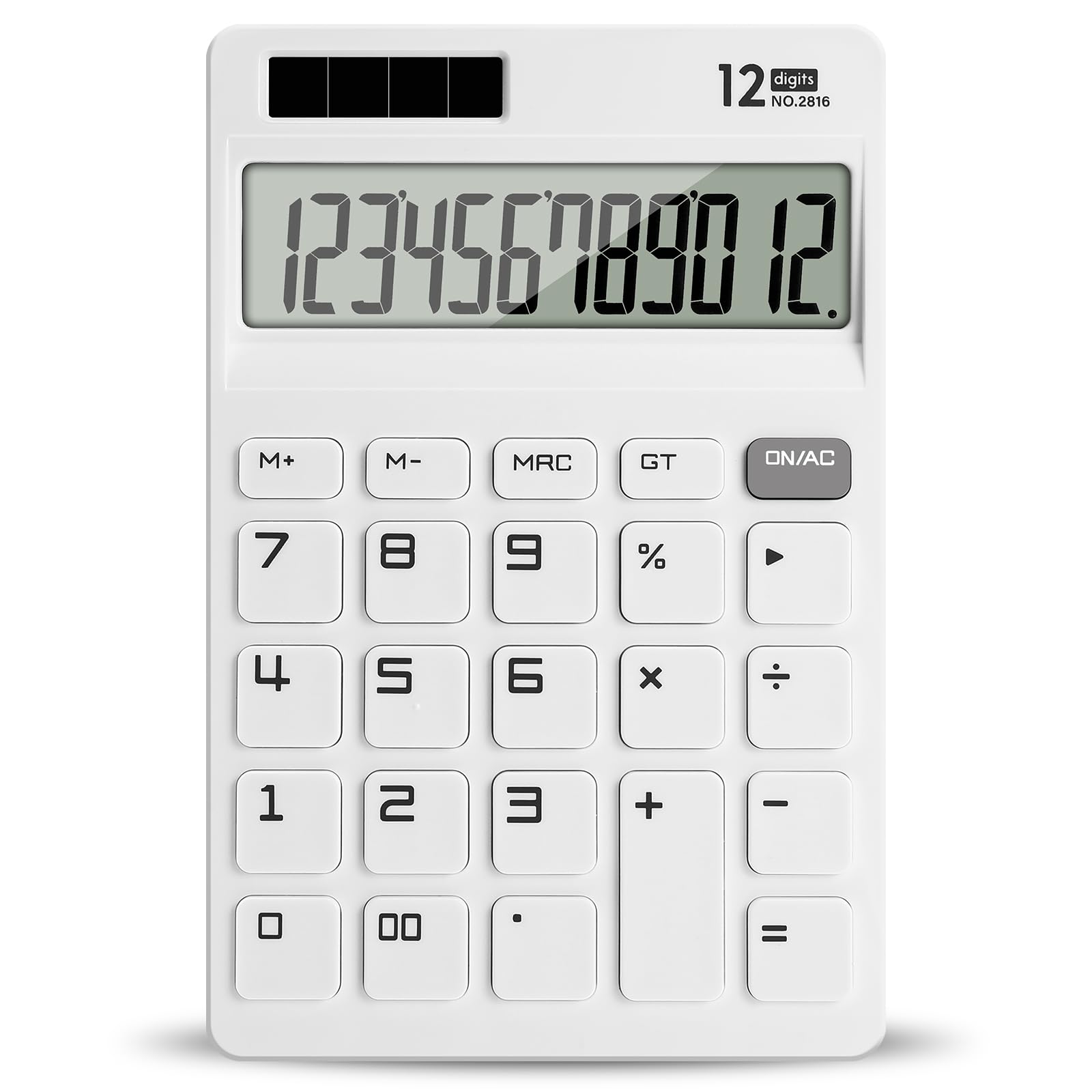 Tsemy Basic Calculator for School 12 Digit Cute Calculator with Large LCD Display for Office, School, Home & Business Use, Modern Design White Scissors for Office -Big White