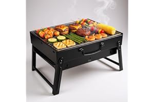 TaTasay Portable Charcoal Grill Stainless Steel Winter Outdoor Folding BBQ Tabletop Barbecue Grill Tools for Camping Hiking P