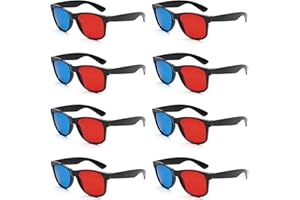 AEIMIAIDE 8Pcs Red and Blue 3D Glasses, Universal TV Movie Dimensional Video Frame 3D Glasses for Watching 3D TV, 3D Movies a